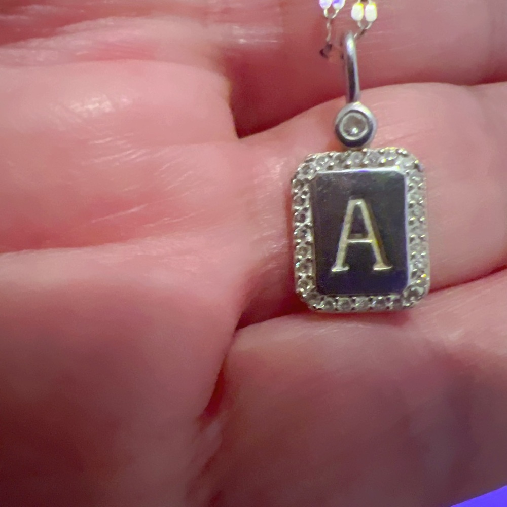 Letter A Necklace – 925 Sterling Silver with Light Gold Plating & Zircon Stones